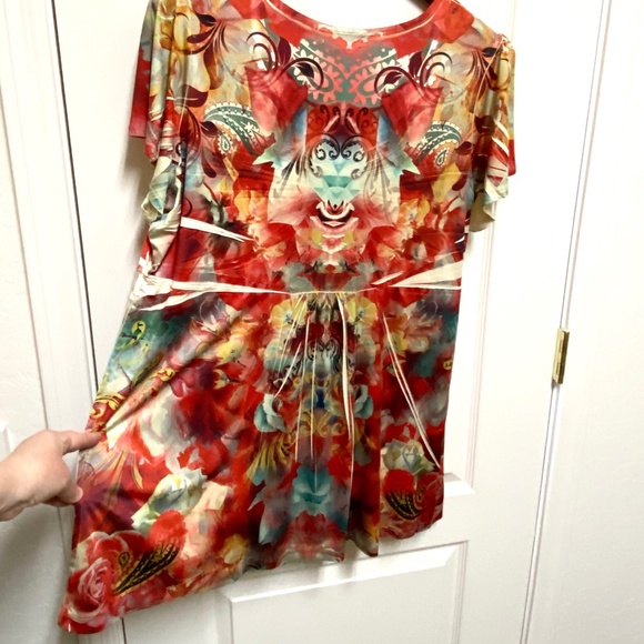 Boho Artsy Embellished Empire Waist Tunic Top Plus Size 3X live and let live - Picture 6 of 9